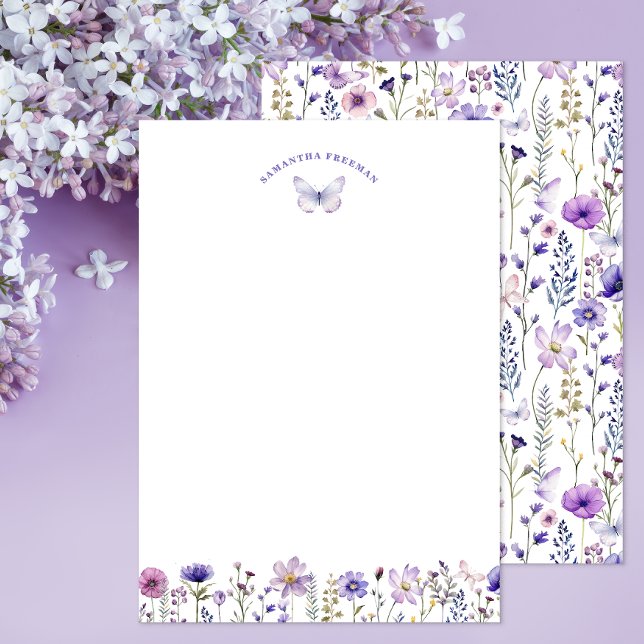 Cartão De Agradecimento Papelaria Personalizada da Borboleta de Flor Selva (Personalized Stationery )