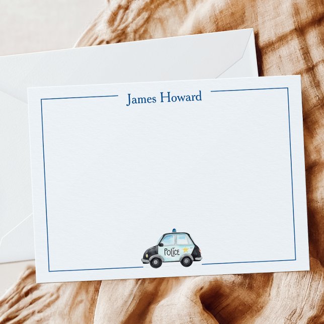 Cartão De Agradecimento Papelaria Personalizada de Carro de Polícia, Azul  (Criador carregado)