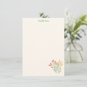 Cartão De Agradecimento Papelaria Personalizada de Flores Silvestres da Pr