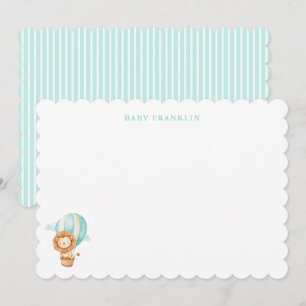 Cartão De Agradecimento Papelaria Personalizada Leão Balão Menino Chuveiro