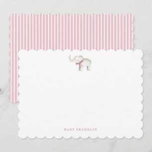 Cartão De Agradecimento Papelaria Personalizada Menina Elefante Chá de Beb