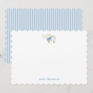 Cartão De Agradecimento Papelaria Personalizada Menino Elefante Chás de Be