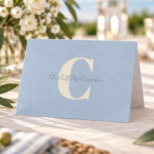 Cartão De Agradecimento Papelaria Personalizada Monograma Azul Pó