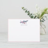 Papelaria Personalizada Nome Floral Bege Azul Mari