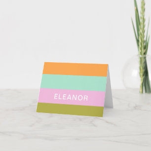 Cartão De Agradecimento Papelaria Personalizada Pastel Claro Listras Fofo