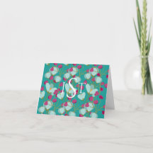 Papelaria Personalizada Rosa Elétrico Verde-água F