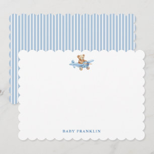 Cartão De Agradecimento Papelaria Personalizada Urso Avião Menino Chá de B