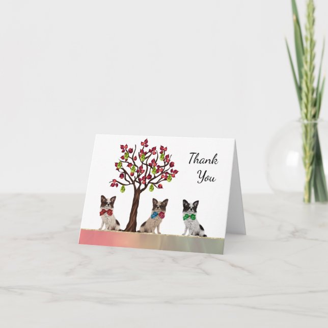 Cartão De Agradecimento Papillon Spaniel Thank You Card (Frente)