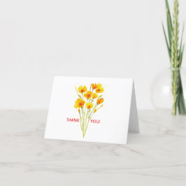 Cartão de agradecimento papoula aquarela jardim fl