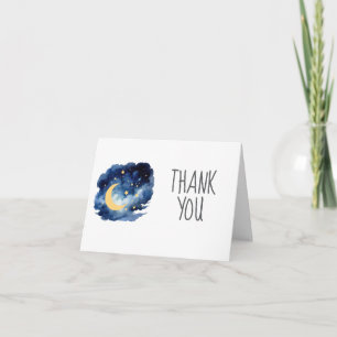 Cartão de Agradecimento para Bebê Lua e Estrelas