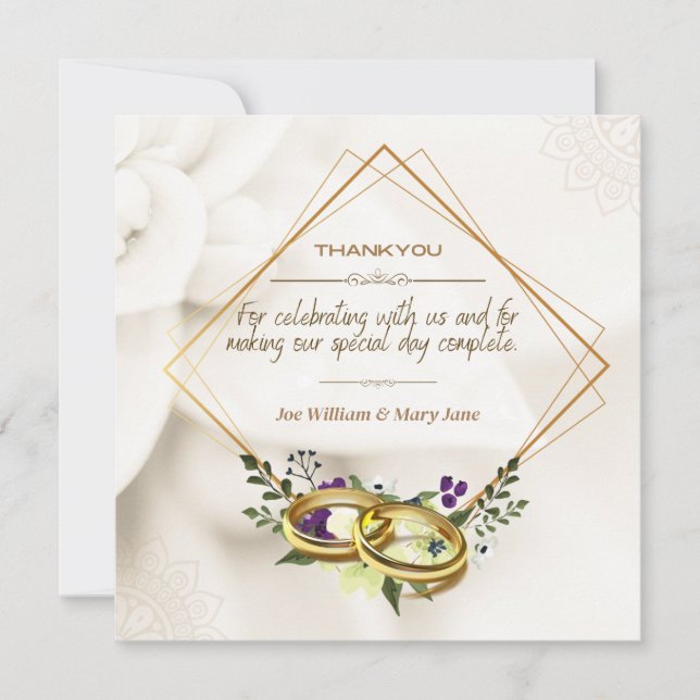 Cartão de agradecimento para casamento (Frente)