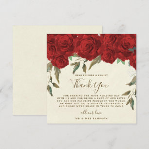 cartão de agradecimento para casamento de rosas ve