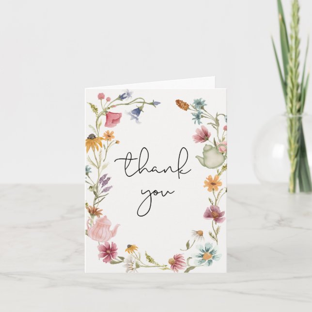 Cartão de agradecimento para chá das flores silves (Frente)