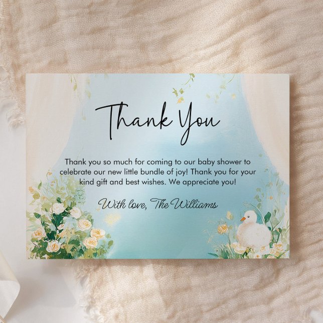 Cartão de Agradecimento para Chá de Bebê do Cisne  (Swan Baby Shower Thank You Card)