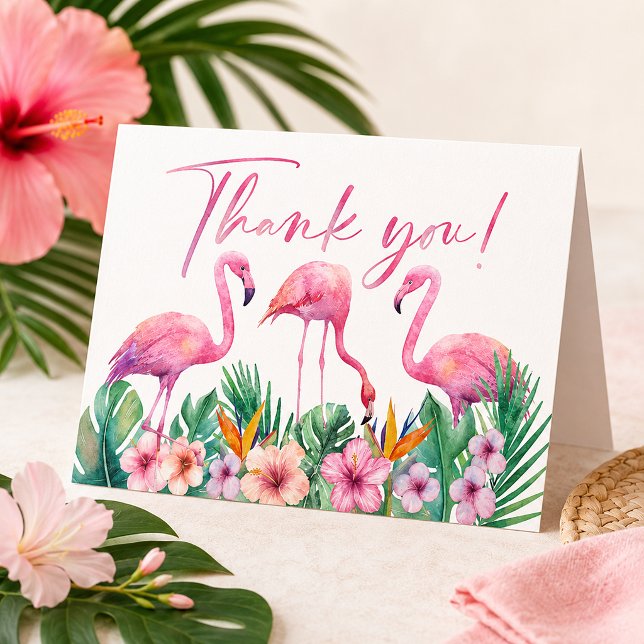 Cartão de Agradecimento para Chá de Bebê do Flamin (Tropical thank you card )