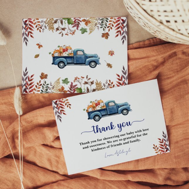 Cartão de Agradecimento para Chá de Bebê do Pequen (Little Pumpkin Boy Baby Shower Thank You Card)