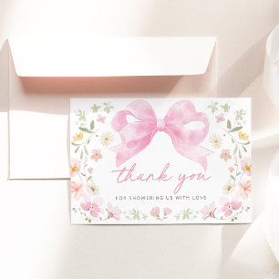Cartão de Agradecimento para Chá de Bebê Floral co