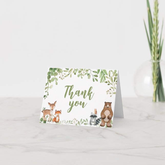 Cartão de Agradecimento para Chá de Bebê Greenery  (Frente)