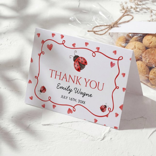 Cartão de Agradecimento para Chá de Bebê Love Bug (Criador carregado)