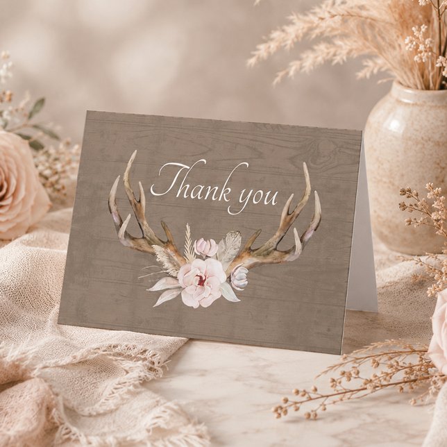 Cartão de Agradecimento para Chá de Bebê Rústico F (Thank you card)
