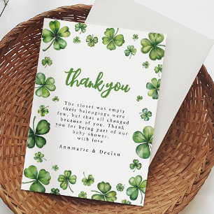 Cartão de Agradecimento para Chá de Bebê Shamrock