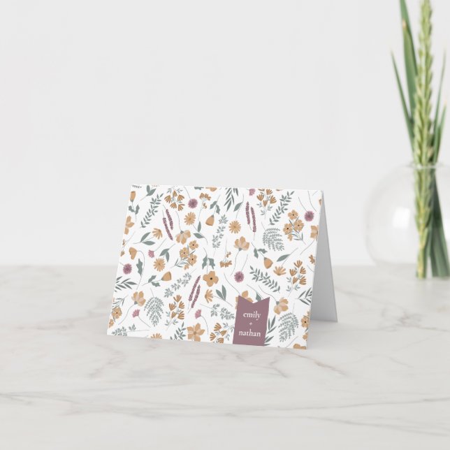 Cartão de Agradecimento para Chá de Bebê Wildflowe (Frente)