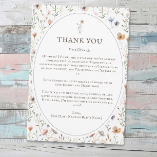 Cartão de Agradecimento para Chá de Bebê Wildflowe