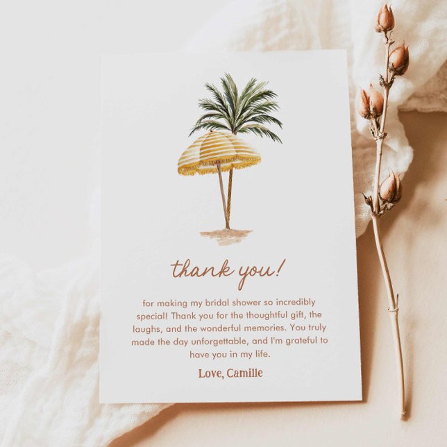 Cartão de Agradecimento para Chá de Noiva de Praia (Summer Beach Bridal Shower Thank you card)