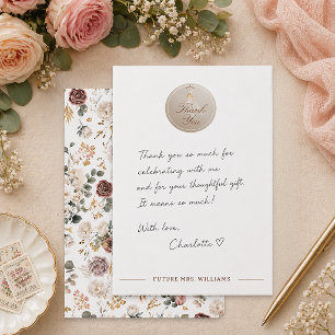 Cartão de Agradecimento para Chá de Noiva Floral d