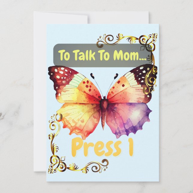 Cartão De Agradecimento Para Falar Com a Mamãe, Pressione 1 (Frente)