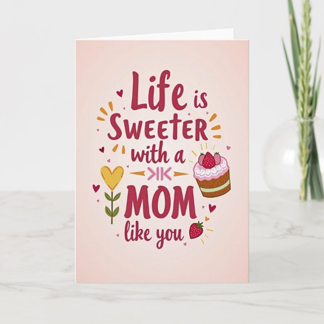 Cartão de Agradecimento para Mãe Crimson Script (Frente)