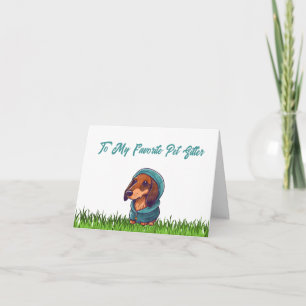 Cartão De Agradecimento Para Meu Pet Sitter Favorito Dachshund