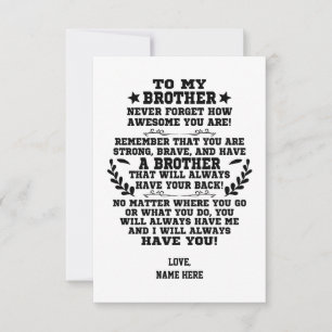 Cartão De Agradecimento Para o meu irmão presente do irmão com nome person