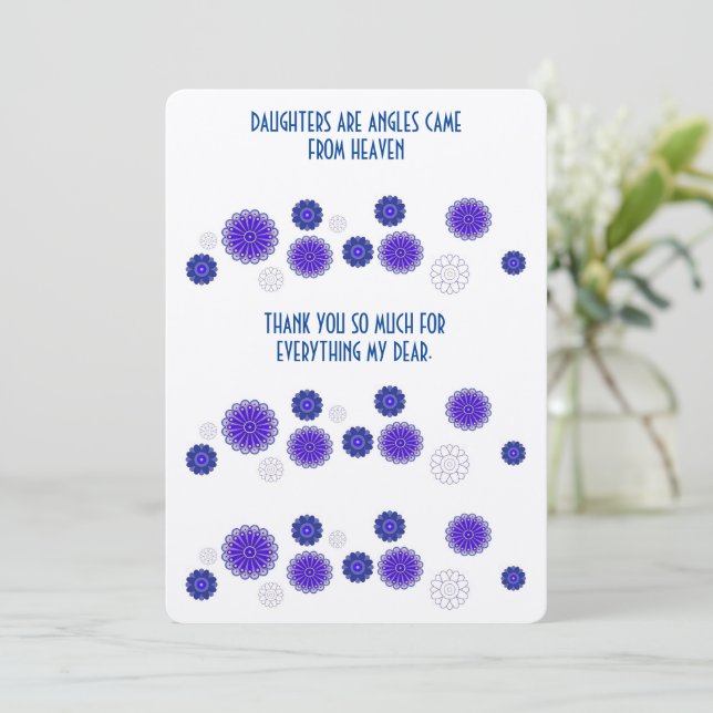 Cartão de agradecimento para uma filha (Em pé/Frente)