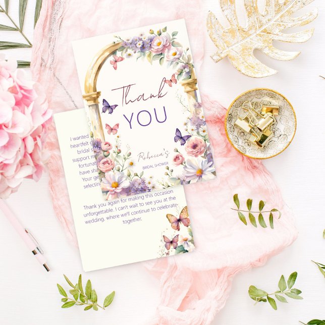 Cartão De Agradecimento Para uma vida inteira de borboletas chuveiro de no (To a lifetime of butterflies spring summer bridal shower thank you card English enchanted garden)