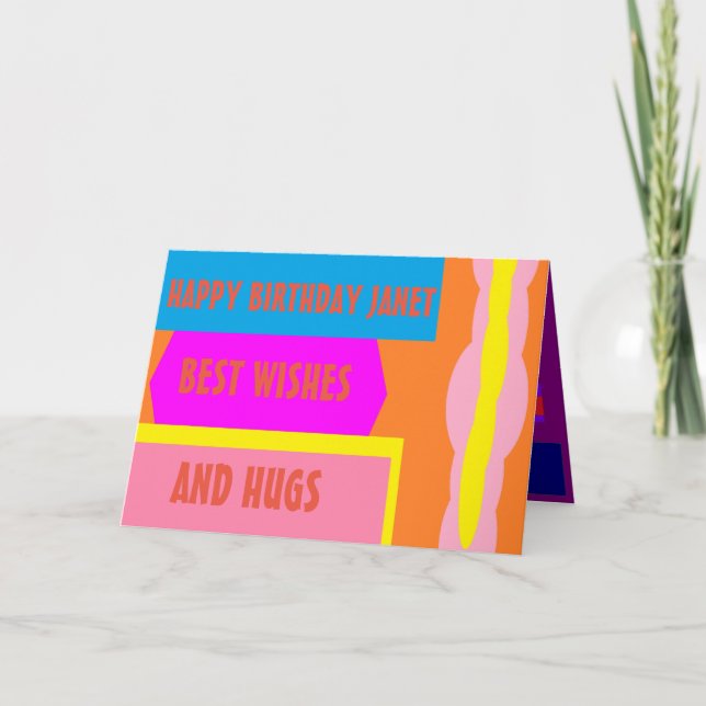 Cartão De Agradecimento Parabéns Janet laranja pálido design cor-de-rosa (Frente)