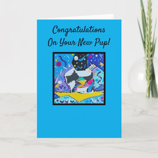 Cartão De Agradecimento Parabéns no seu novo Pup! Placa dentro vazio do  (Frente)