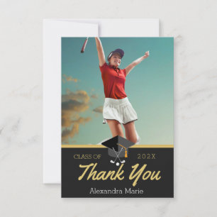 Cartão De Agradecimento Parabéns pela formatura no golfe com foto