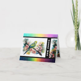 Cartão De Agradecimento Parakeet and Cherry Blossoms Thank You Card