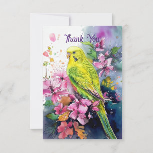 Cartão De Agradecimento Parakeet Obrigado Nota
