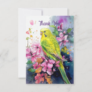 Cartão De Agradecimento Parakeet Obrigado Nota