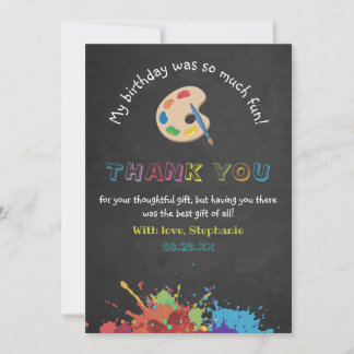 Cartão De Agradecimento Parceiro de Arte Colorida Splash Chalkboard Birthd
