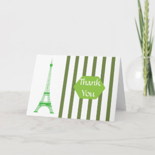 Cartão De Agradecimento Paris Eiffel Tower Green Strips Obrigado