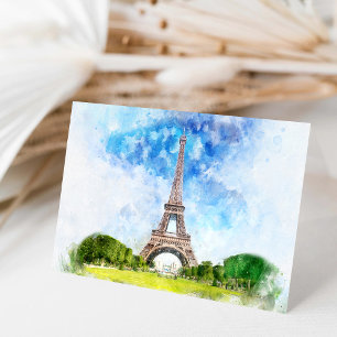 Cartão De Agradecimento Paris Eiffel Tower Watercolor #01