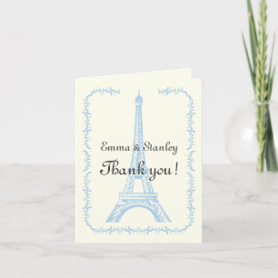 Cartão De Agradecimento Paris wedding light blue Eiffel Tower Thank You