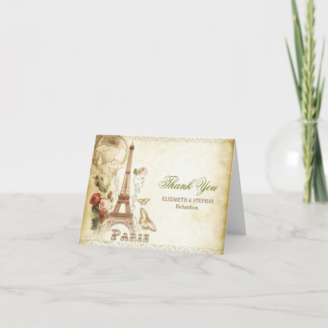Cartão De Agradecimento PARIS wedding thank you cards (Frente)