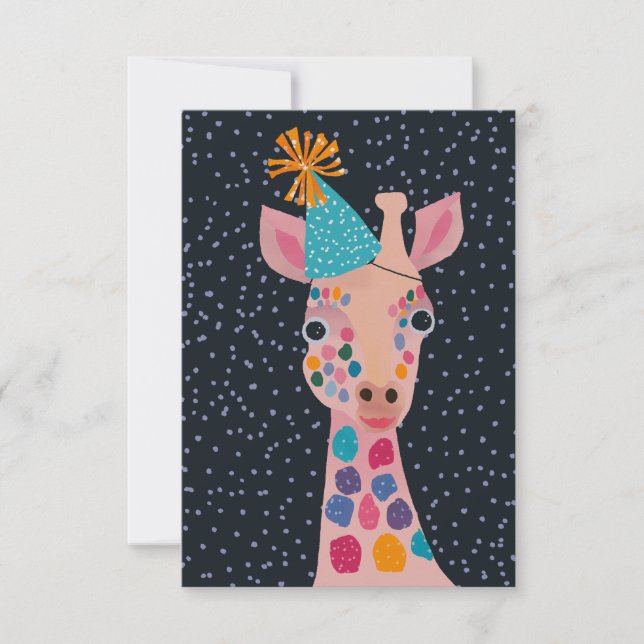 Cartão De Agradecimento Partido Animal Giraffe Notecard (Frente)