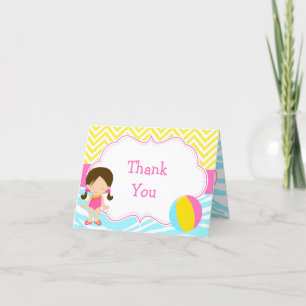 Cartão De Agradecimento Partido Bash da Piscina de Brunette