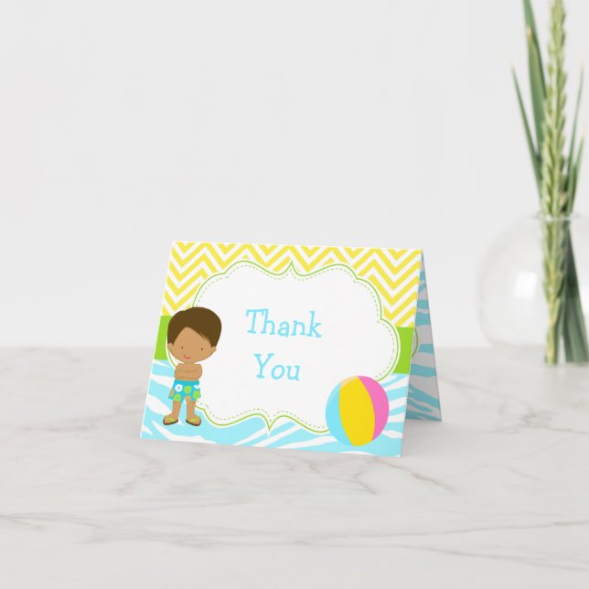 Cartão De Agradecimento Partido Bash da Piscina dos Rapazes Americanos Afr (Frente)