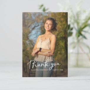 Cartão De Agradecimento Partido de Formando de Script de Foto Graduação 20